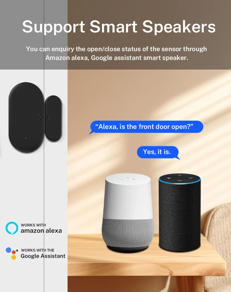 New Tuya Zigbee Door Window Sensor Open Close Home security For Smart Home APP Compatible With Smart Life Alexa Google Assistant
