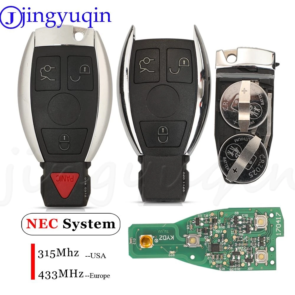 

jingyuqin NEC System Remote Car Key Fob 315/433Mhz For Benz C E S Class CLS W166 W169 W203 W204 W210 W211 W118 W171 W172 W220