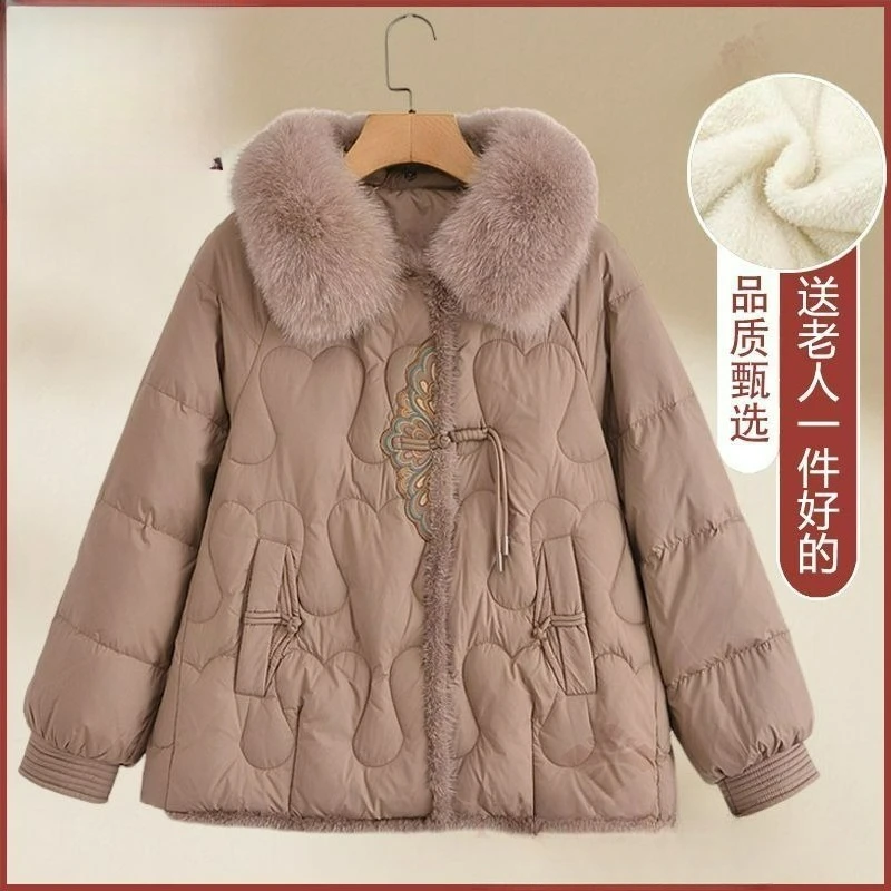 2025 الشتاء المرأة سترة معطف مبطّن بالقطن الكورية نمط منتصف طول منتصف العمر وكبار السن أمي سميكة موضة جاكيت TS474 #4