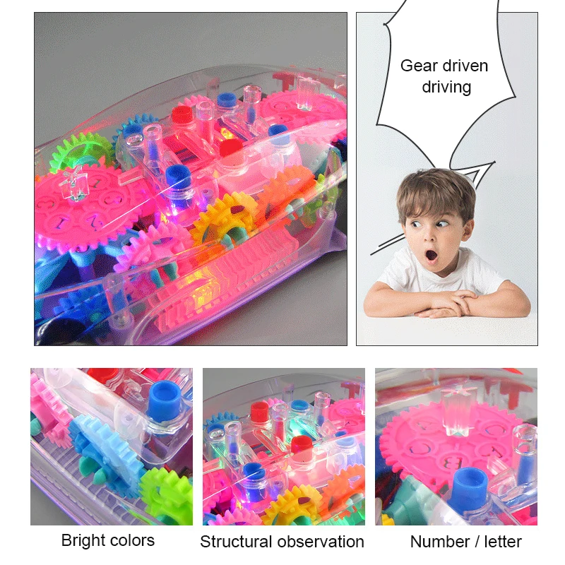 Kids Knipperende Elektrische Racewagen Speelgoed Transparant Licht Kleurrijke Led Muziek Mechanische Versnelling Voertuig Lichtgevende Model Kinderen Gift