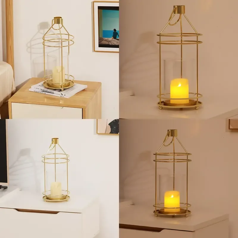High Quality Durable Luxury Metal Lanterns Elegant Indoor Camping Lighting With Candle Jars Suitable For Christmas Home Decor