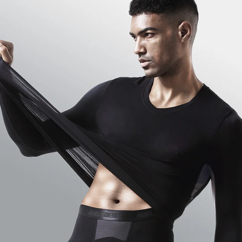 Men's thin modal long Johns, basic low-neck V-neck, form-fitting, single-piece base layer, thermal underwear and top