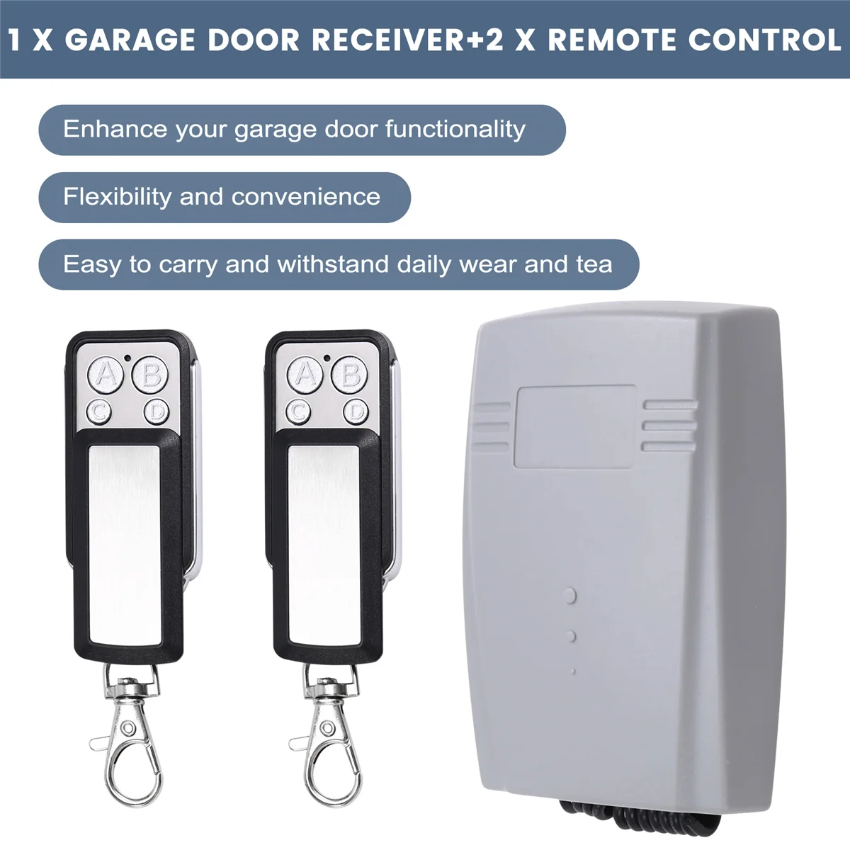 

2025 New Garage Door Receiver 2CH 433MHz Remote Controller for Door Gate Fixed Learning Rolling Code Universal
