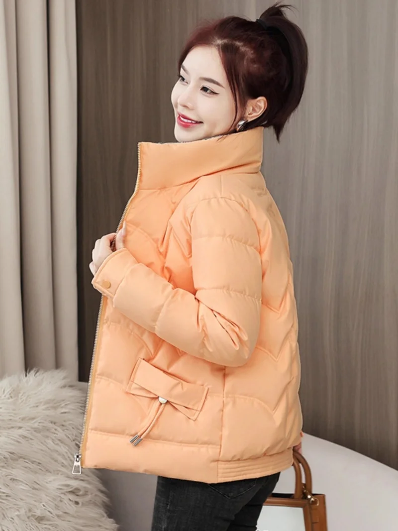 Winter Cotton Jacket For Women 2025 New Standing Collar Warm Korean Edition Thick Fashion Casual Coat Trend Outerwear w166