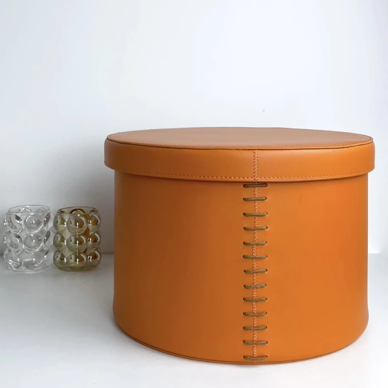 

Luxury Saddle Leather Storage Basket Designer Upscale Closet Organizer Scandi Style Home Decor Dressing Room Storage Box