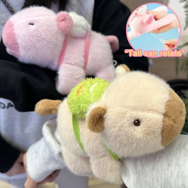 Cartoon Pull String Spinning Tail Capybara Clap Hand Ring Toy Wristband Bracelet Kawaii Plush Stuffed Animal Hand Ring