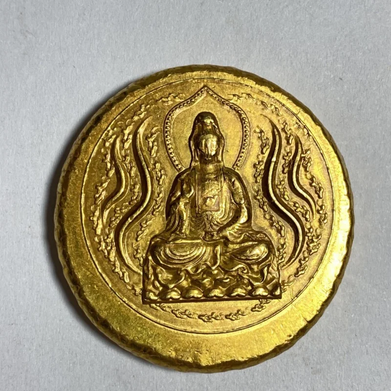 Wholesale Brass Gilding Gold Coin Ancient Gold Coin Antique Qing Guanyin Gift Wear Gilding Coin Collection Wholesale