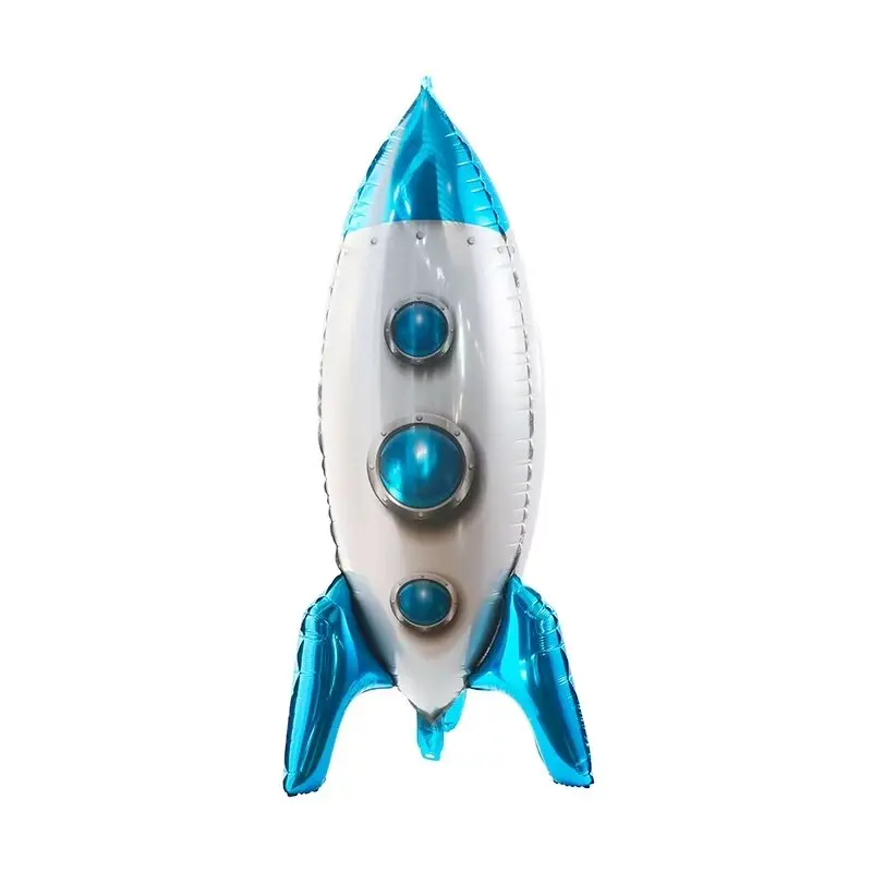 2pcs 4D Standing Foil Inflatable Rocket Balloons Kids Outer Space Theme Birthday Party Decoration Boys Inflatable Kids Toys