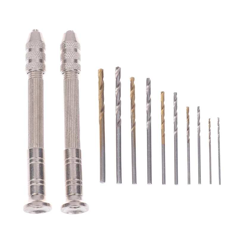 50Pcs High Quality Aluminum Alloy Precision Pin Vise Hobby Drill With Model Twist Hand Drill Bits Set High Speed Hole Opening
