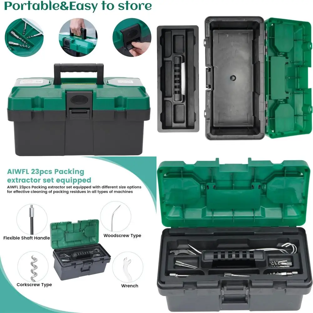 

Stainless Steel 23-Piece Packing Extractor Kit with Flexible Shaft and Removable Tips