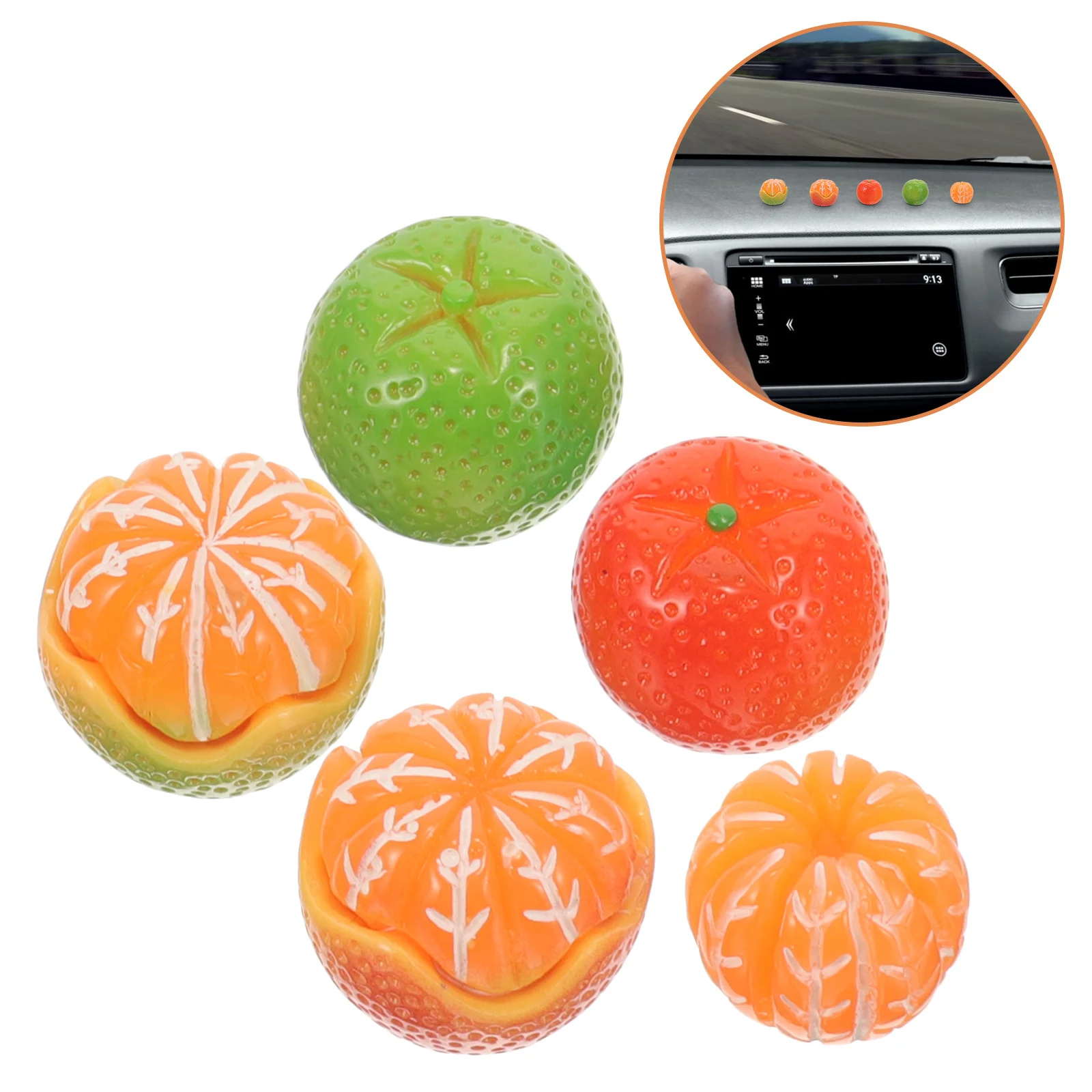 

5Pcs Car Dashboard Decoration Orange Ornament Resin Material Durable Interior Accessory Car Dashboard Decorations