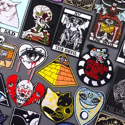 Skull Tarot Patch Magic Eye Iron On Patches For Clothes Embroidery Dragon Cat Patch Applique DIY Decoration Fusible Patch