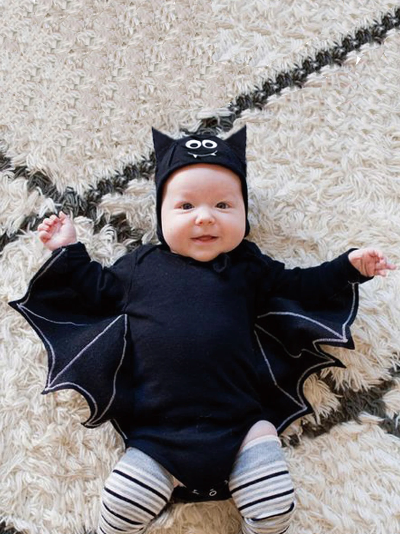 Boys and girls European and American spring and autumn Halloween Batman hooded long-sleeved jumpsuit romper two-piece children&#