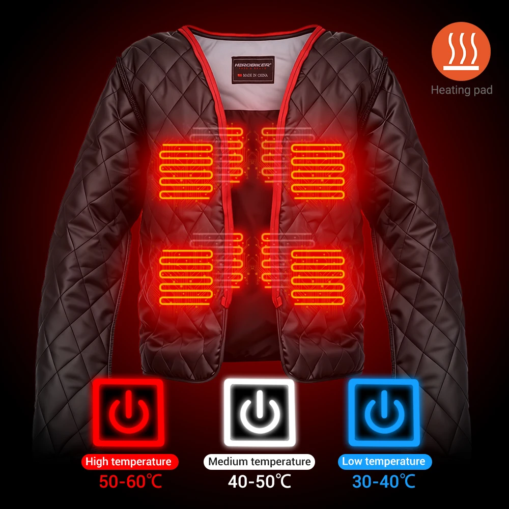 Heated Jacket Men for Motorcycle Riding Waterproof Off-road Motorbike Racing Jacket CE Protective Gear Winter Outdoor Activities - Image 4