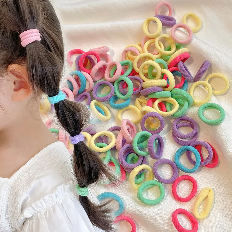 100/500 Mixed Color baby Candy Colored Hair Loop, Small Rubber Band, Towel Loop, Tied Hair for Girls and Children, Hair Headband