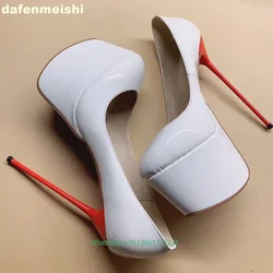 Super Thin High Heel Women Pumps Leopard Print/solid Color Platform Round Toe Fashion Sexy High Heels Shallow Slip Women Shoes