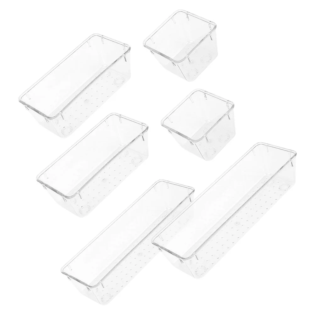 

6 Pcs Drawer Storage Box Dressers Clear Trays for Organizing Transparent The Pet Bathroom Organizer Office