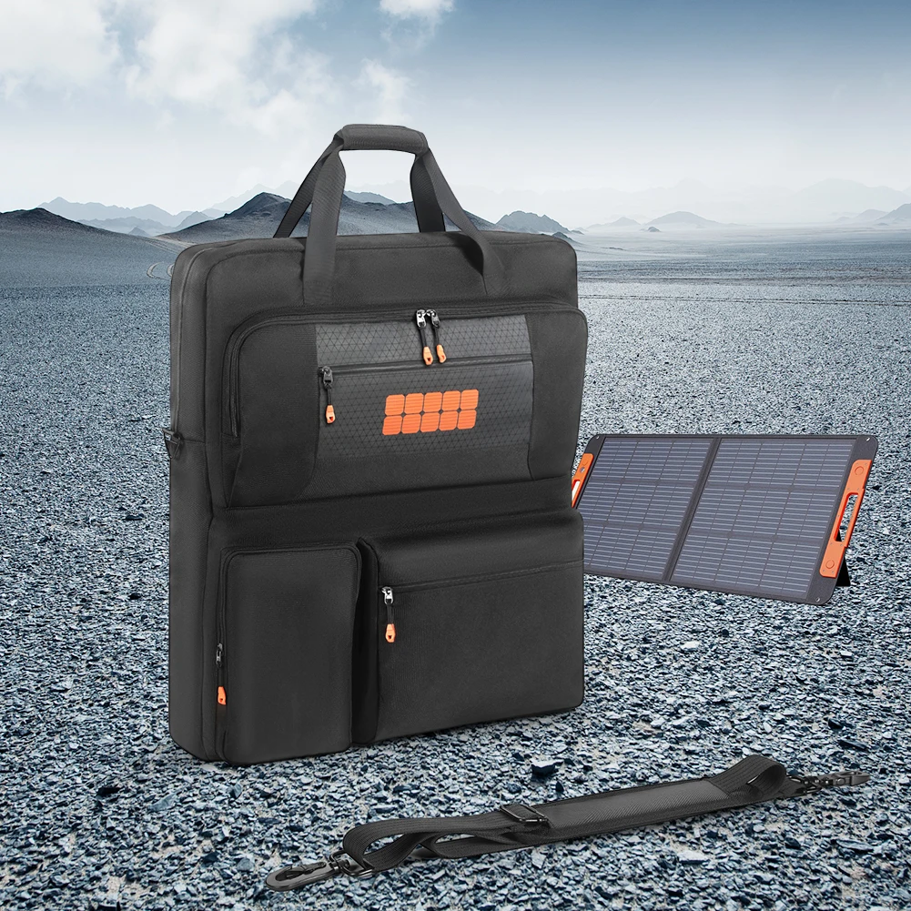 حقيبة حمل الألواح الشمسية مع أشرطة كتف مبطنة للسفر منظم الألواح الشمسية سعة كبيرة حقيبة يد واقية من الألواح الشمسية