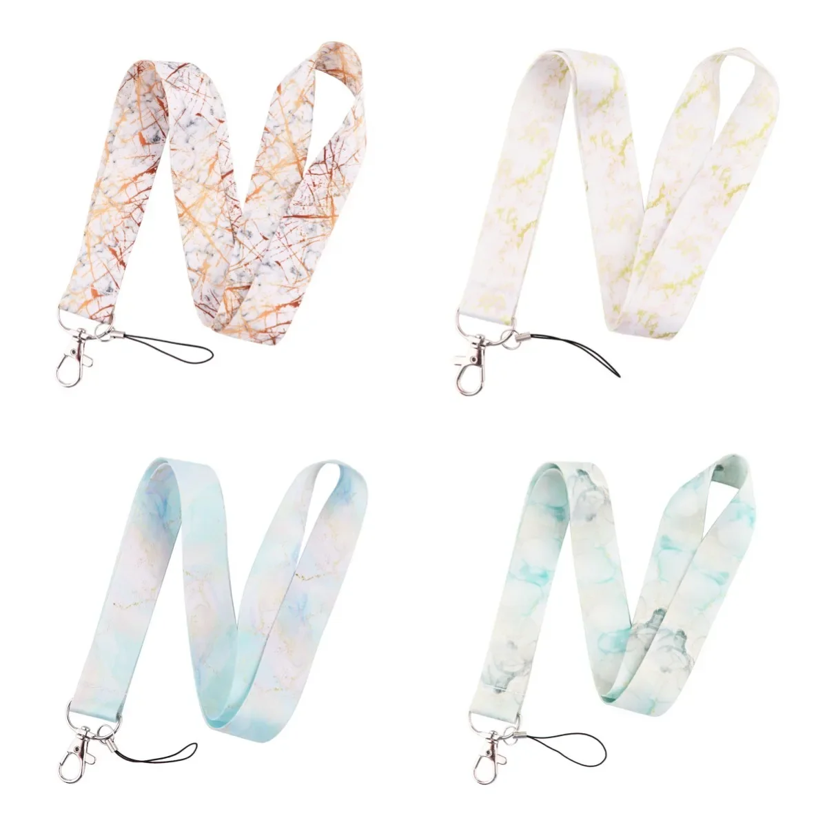 Marble Print Lanyard Card Holder Neck Strap ID Card Gym Cell Phone Straps USB Badge Holder DIY Hanging Rope Mobile Phone Chain