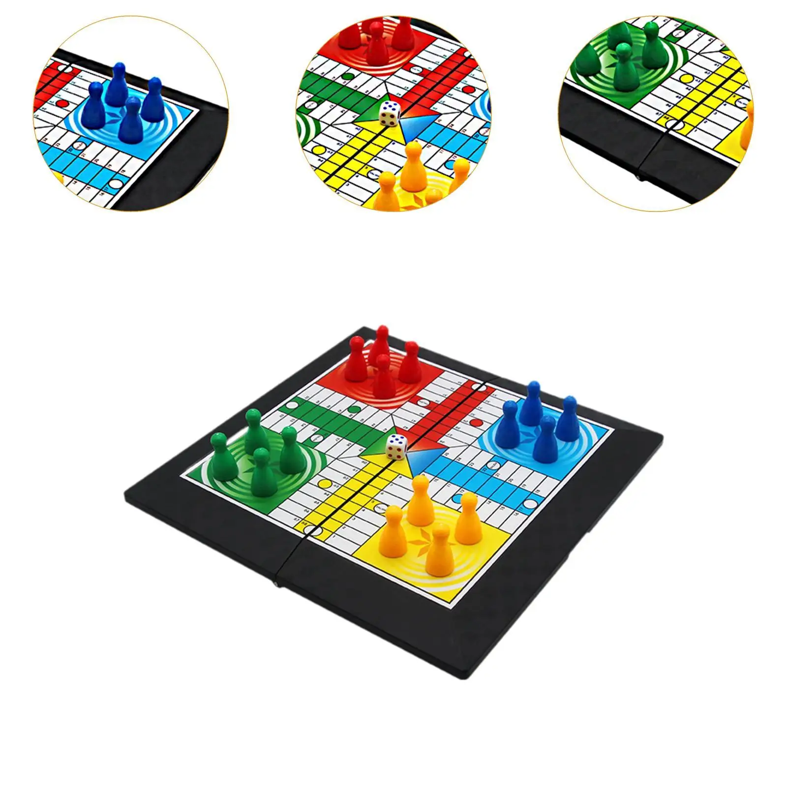 Ludo Classic Toy Board Game Family Game Multiplayers Educational Toys, Flying Chess Set with Foldable Board for Leisure Toys