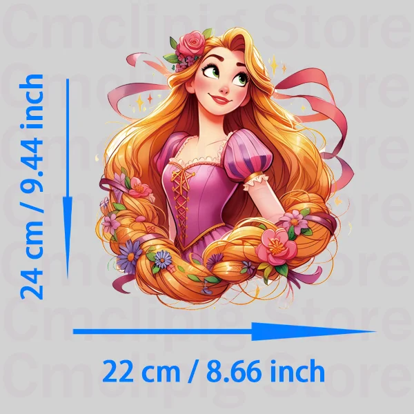 New Watercolor Princess Ariel self-adhesive custom patch heat transfer stickers DIY patches for Girls Applique for clothes