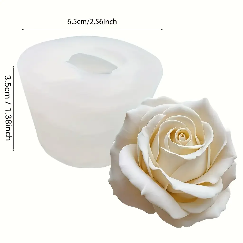 3D White Rose Silicone Molds (2pcs): Ideal for Jewelry, Handmade Candles, Soap, Plaster Casting view 2