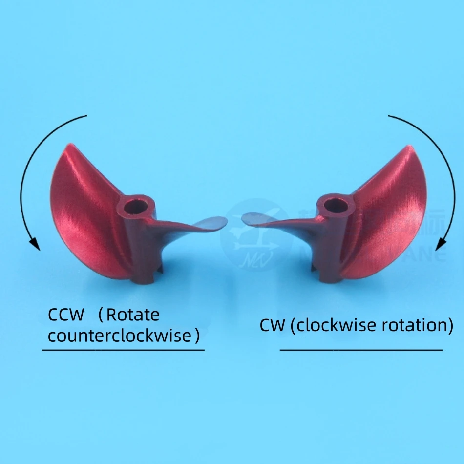 Hélice de aleación de aluminio CNC de Color rojo de 2 hojas ID = 4,0/4,76mm OD = 40 ~ 46mm paso = 1,9 para barco eléctrico RC