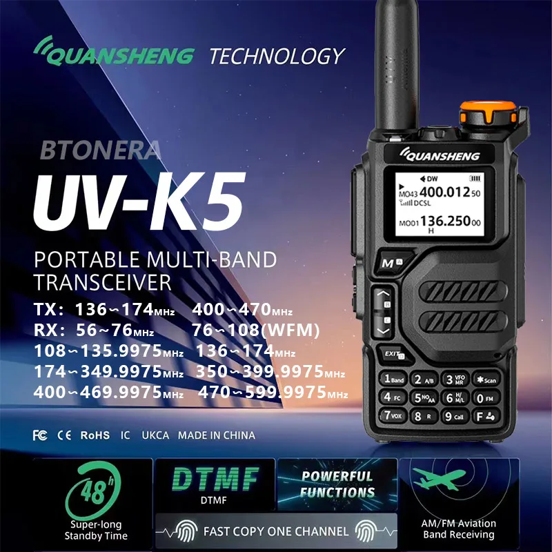 Quansheng UVK5 walkie-talkie de larga distancia profesional civil al aire libre ir en viaje por carretera UV multifrecuencia de mano de longitud completa a