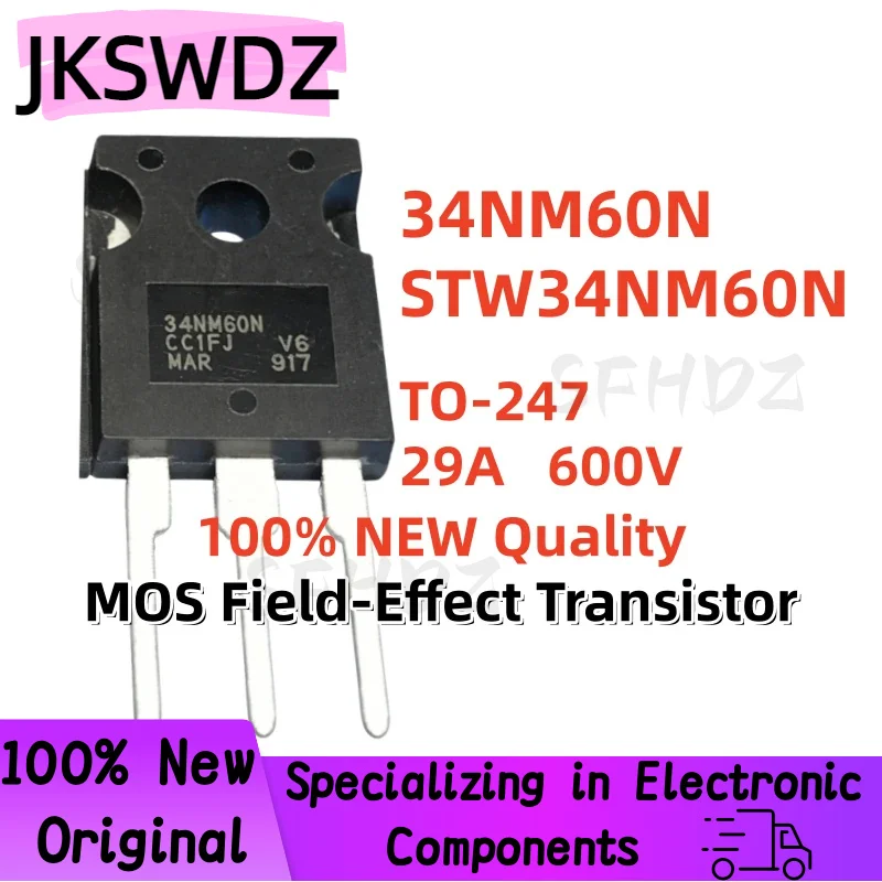 

5/10/20PCS 100% Brand New and High Quality 34NM60N STW34NM60N TO-247 29A 600V MOS Field-Effect Transistor