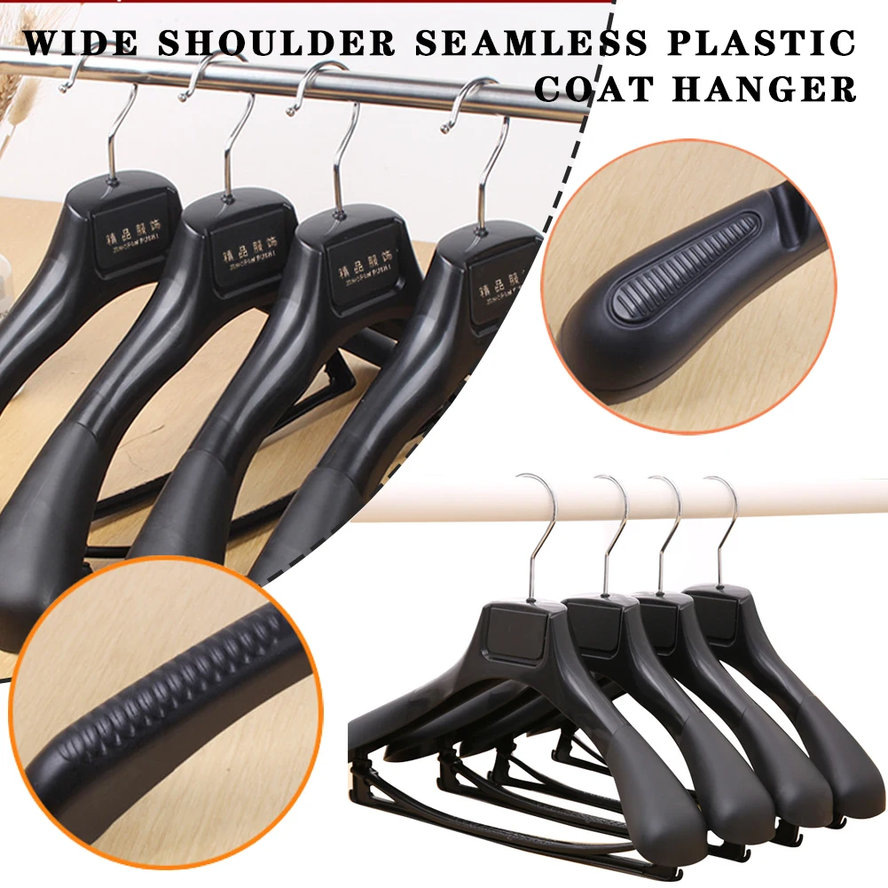 5pcs Wide Shoulder Plastic Clothing Hanger Suit Clothes Hanger Seamless Coat Drying Racks Wardrobe Room Storage Organizer