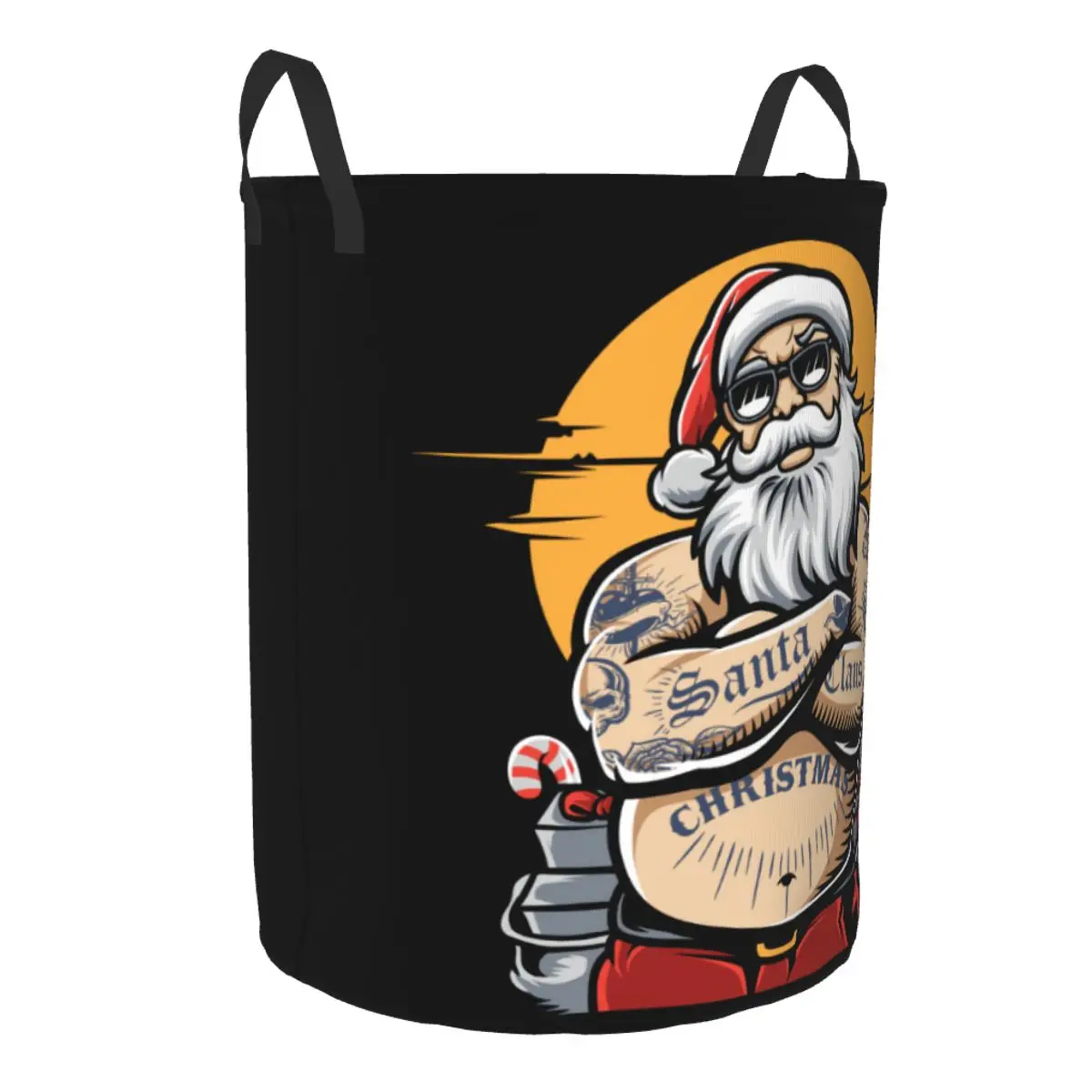 Christmas Santa Claus Laundry Basket Foldable Santa Is Fat And Cool Clothes Hamper for Nursery Kids Toys Storage Bag