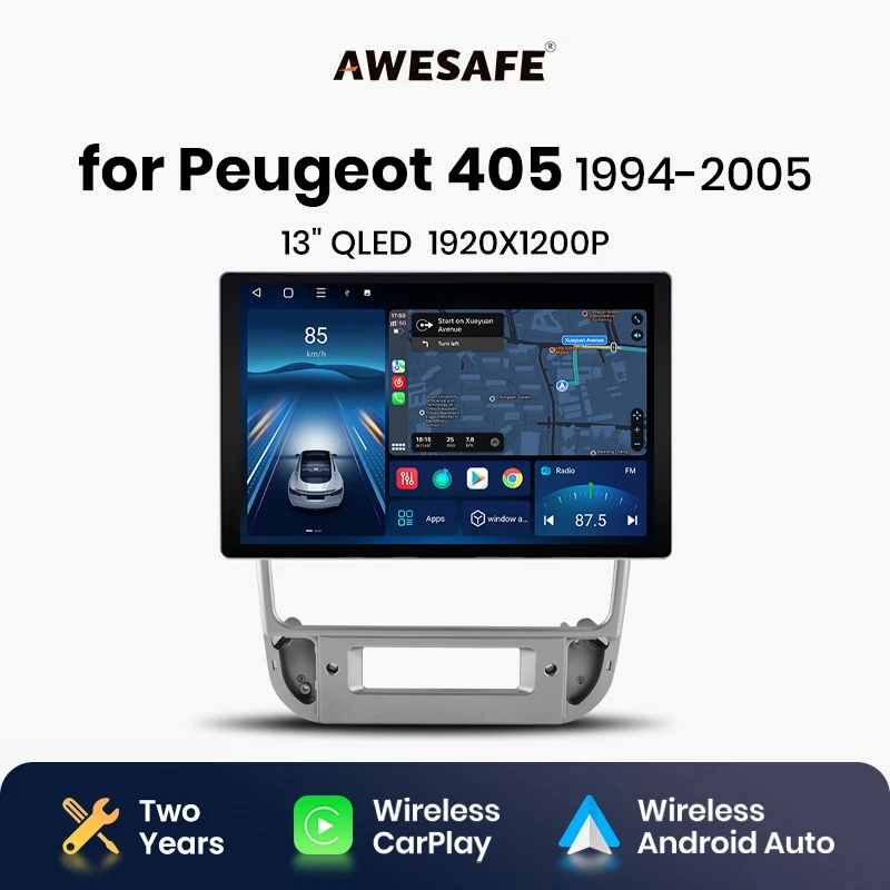 AWESAFE X7 PRO 11.5“ 2K AI Voice Wireless CarPlay Android Auto  for Peugeot 406 1994 - 2005 Car Radio Multimedia autoradio