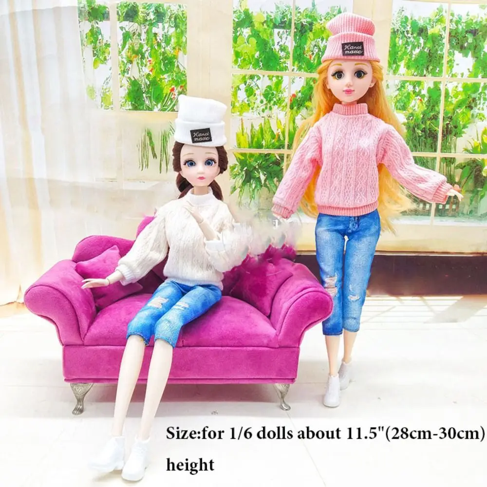 11.5 인치 인형 우아한 파티 옷 스웨터 바지, 30cm 인형 캐주얼 착용 공주 모자 양말, 1/6 BJD 인형 DIY 액세서리