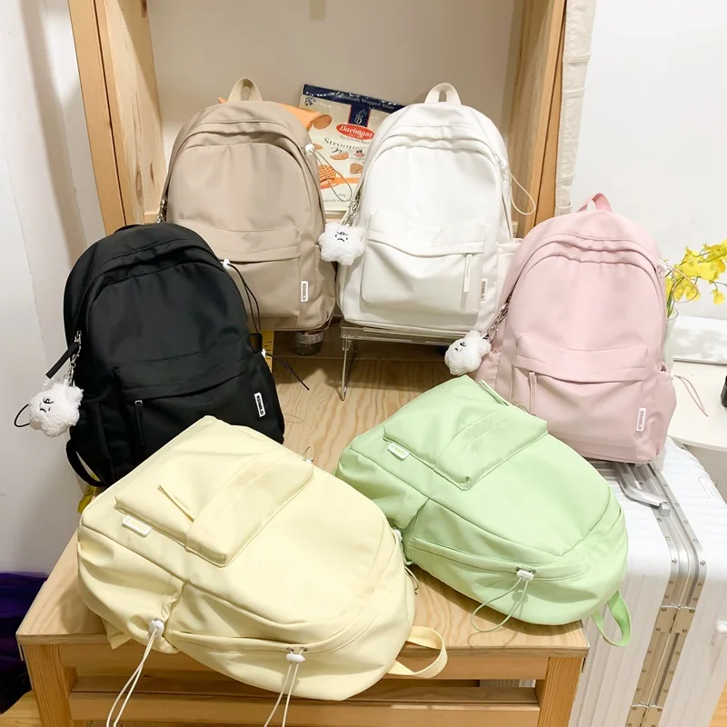 Backpack 2024 New Korean version fresh sweet style solid color design backpack high appearance level waterproof schoolbag