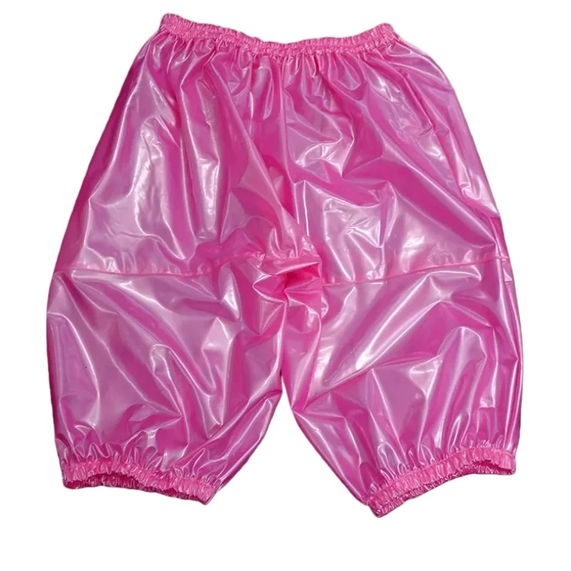 

Summer Fashion Rainproof Sport Short Trousers Colour Waterproof Sleek Proof PVC Plastic Shorts ABDL Elastic Waist Rain Pants