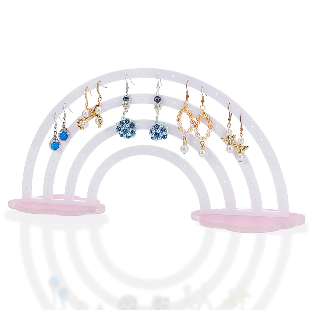 74 Holes Rainbow Earring Holder Earrings Stand Acrylic Earring Display Stand Jewelry Hanging Organizer Ear Studs Display Rack