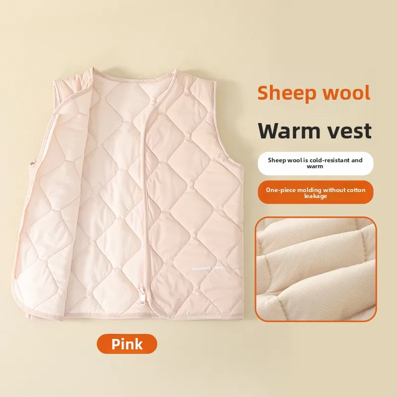 Children's Warm Vest Autumn Girl's Kid Extra Fleece Thickened Unisex Kids Boy's Vest Solid Color Zip-up Cardigan Everyday Wear