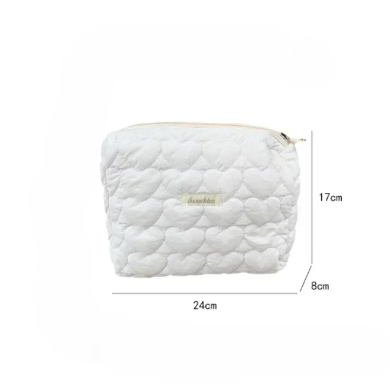 Large Capacity Women's Cosmetic Bags Cases Casual Ladies Heart Storage Bag with Zipper Female Travel Clutch Lispstick Handbags view 6