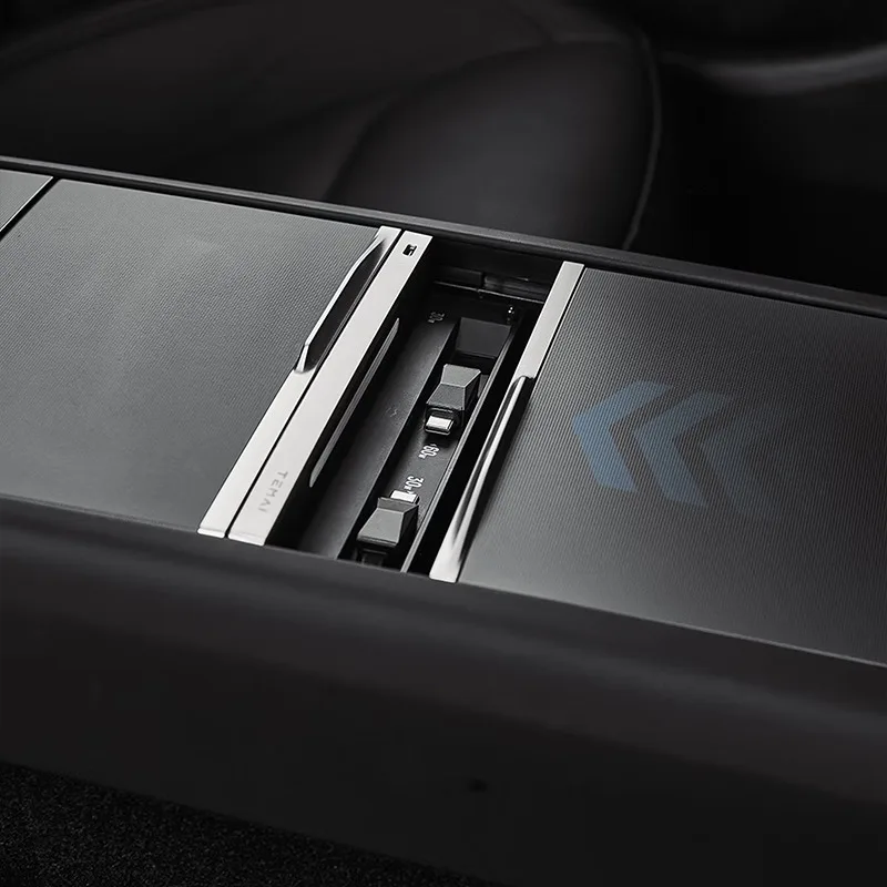 TEMAI 120W Central Control Fast Charging Dock-GaN HUB Expansion Slot untuk Tesla Model Y/YL Juniper Model 3 Highland, Auto-Dimming
