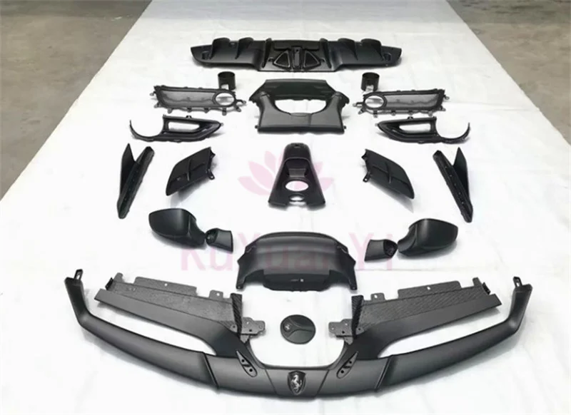 For Ferrari 488 Upgrade Capristo Style Dry Carbon Body Kit Front Bumper Edge Side Skirt Rear Diffuser