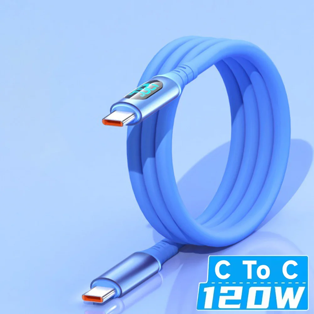 NNBILI 120W USB Typ-C-auf-Typ-C-Kabel mit LED-Anzeige, schnelles Laden, USB-A-auf-Typ-C-Datenkabel für Samsung, Honor, Oneplus zum Aufladen