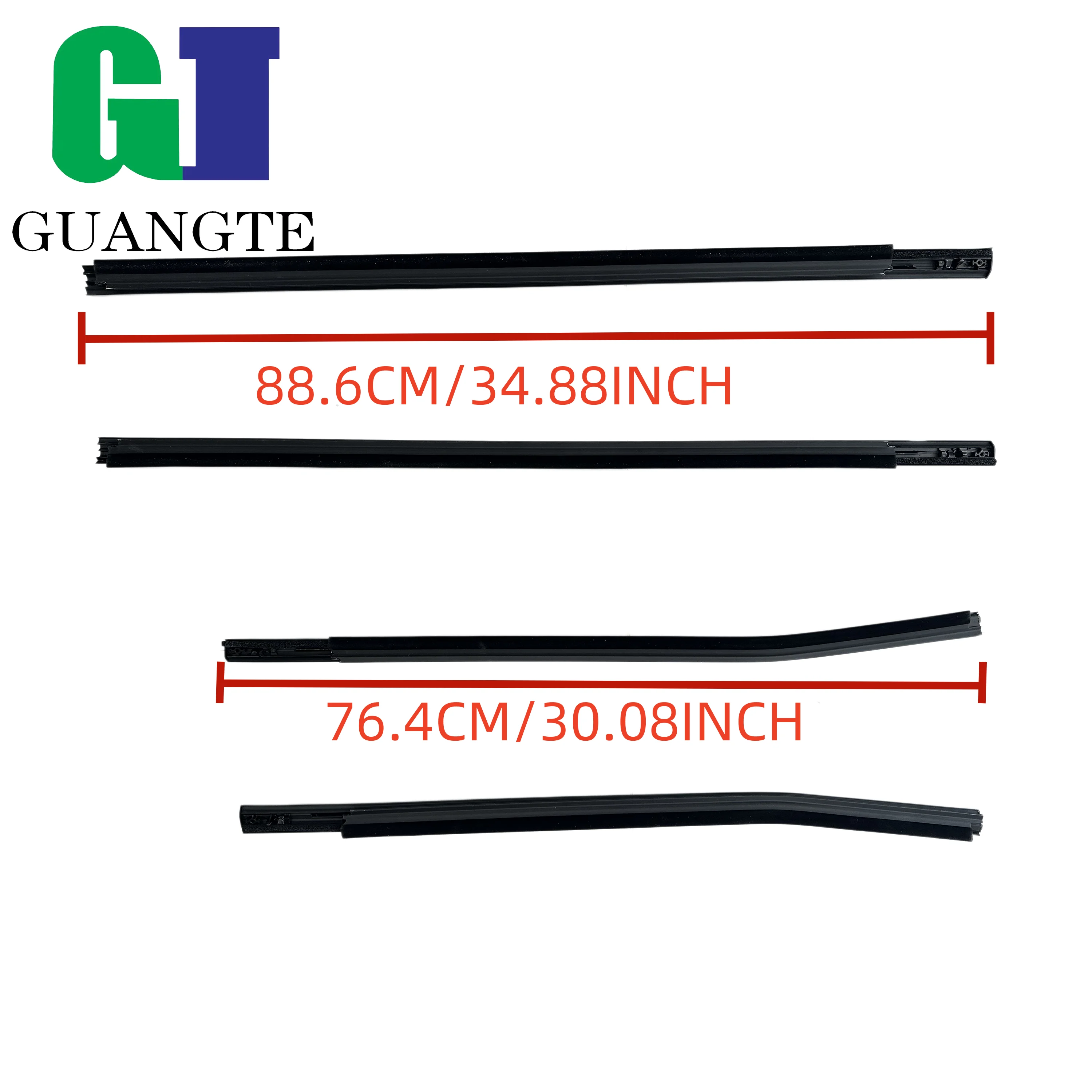 4PCS BLACK For Ford Ranger 2012 - 2021 Window Outer Weatherstrip Door Glass Rubber Belt Moulding AB3926201A39AE