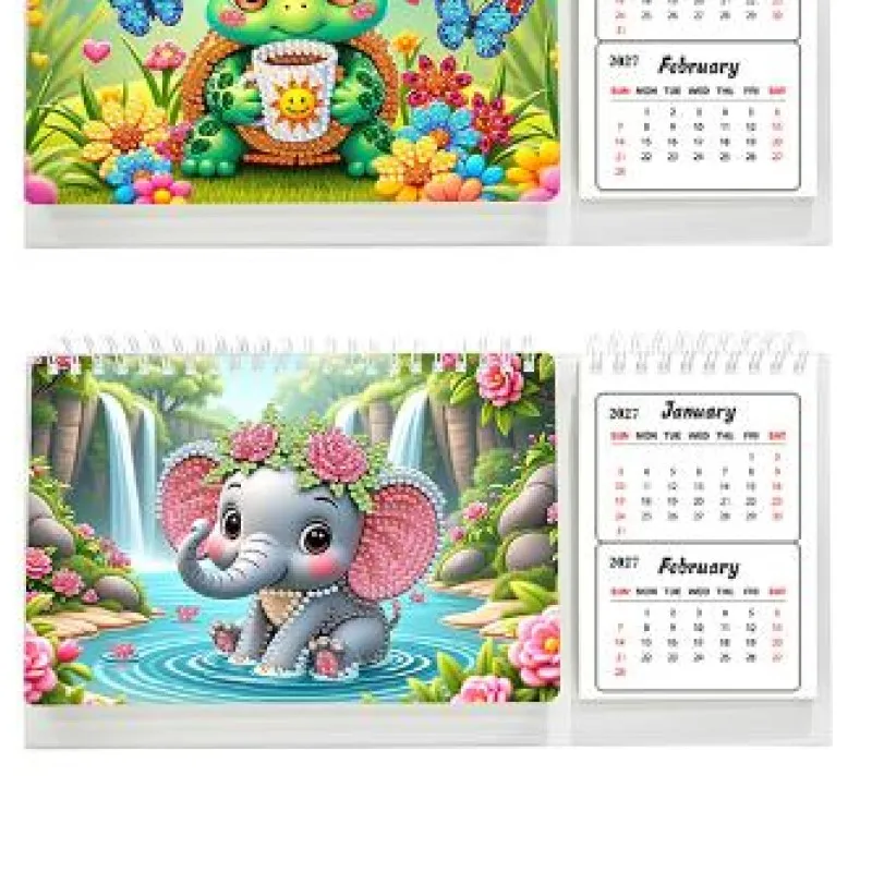 

2027 2028 DIY Diamond Art Desk Calendar 24 Months Small Desktop Calendar Planner for Living Room Bedroom Office Desk Gift Giving