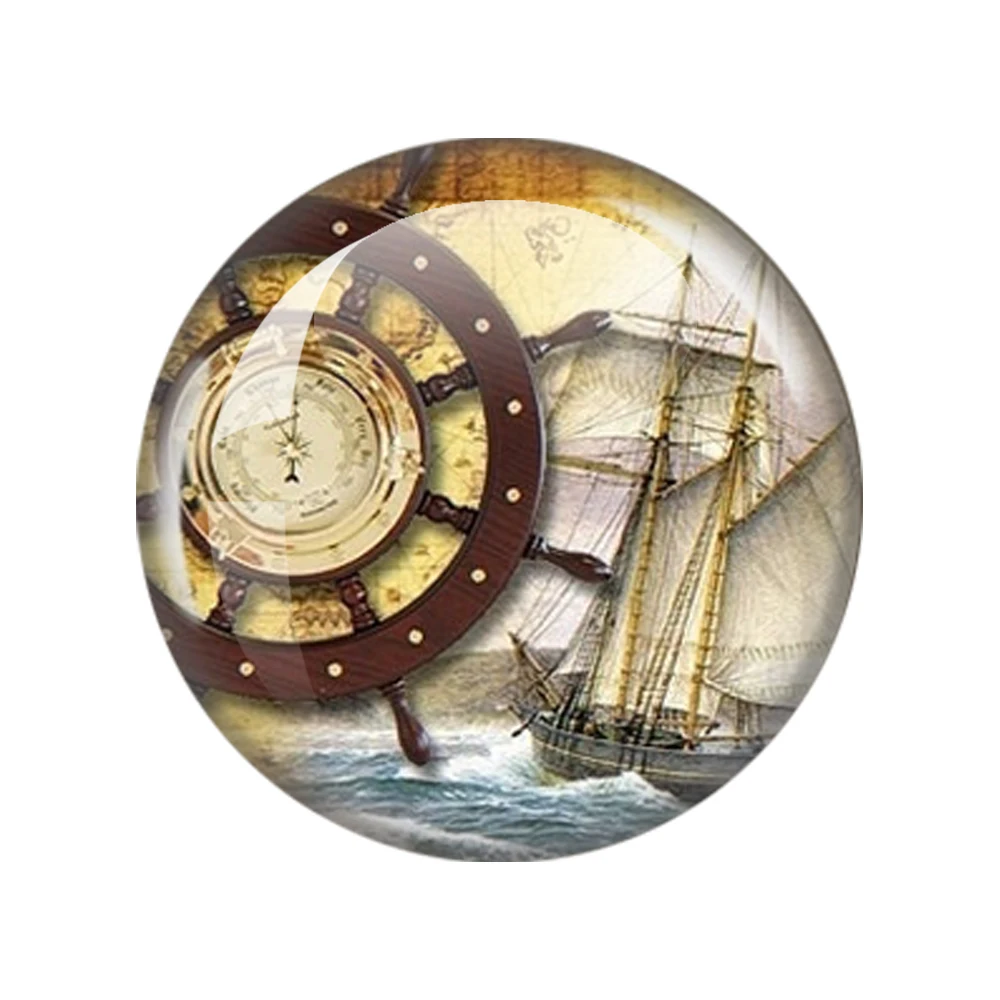 Vintage Nautical Compass Painting Patterns 12mm/16mm/18mm/20mm/25mm Round Photo Glass Cabochon Demo Flat Back Making Findings