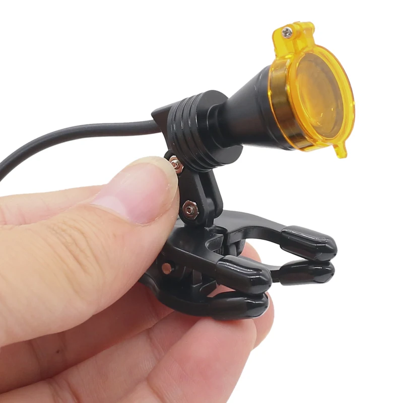 5W LED Dental Headlight with Battery Medical Head Lamp for Dental Loupe with Yellow Filter Strong Light with Clip