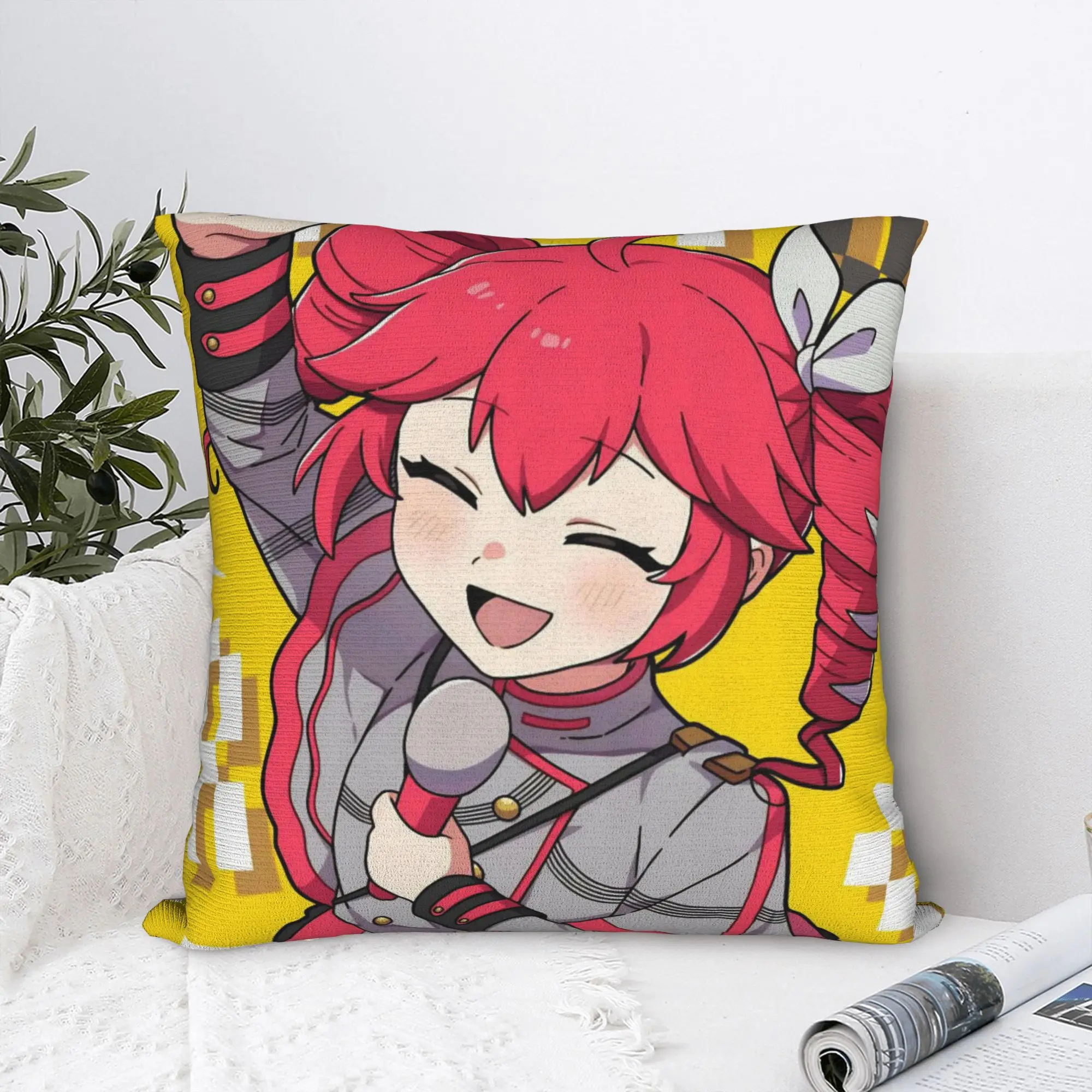 Kasane Teto Square Pillow Cases Cartoon Vtuber Cushion Covers Novelty Zipper Decorative Pillowcase for Living Room 18