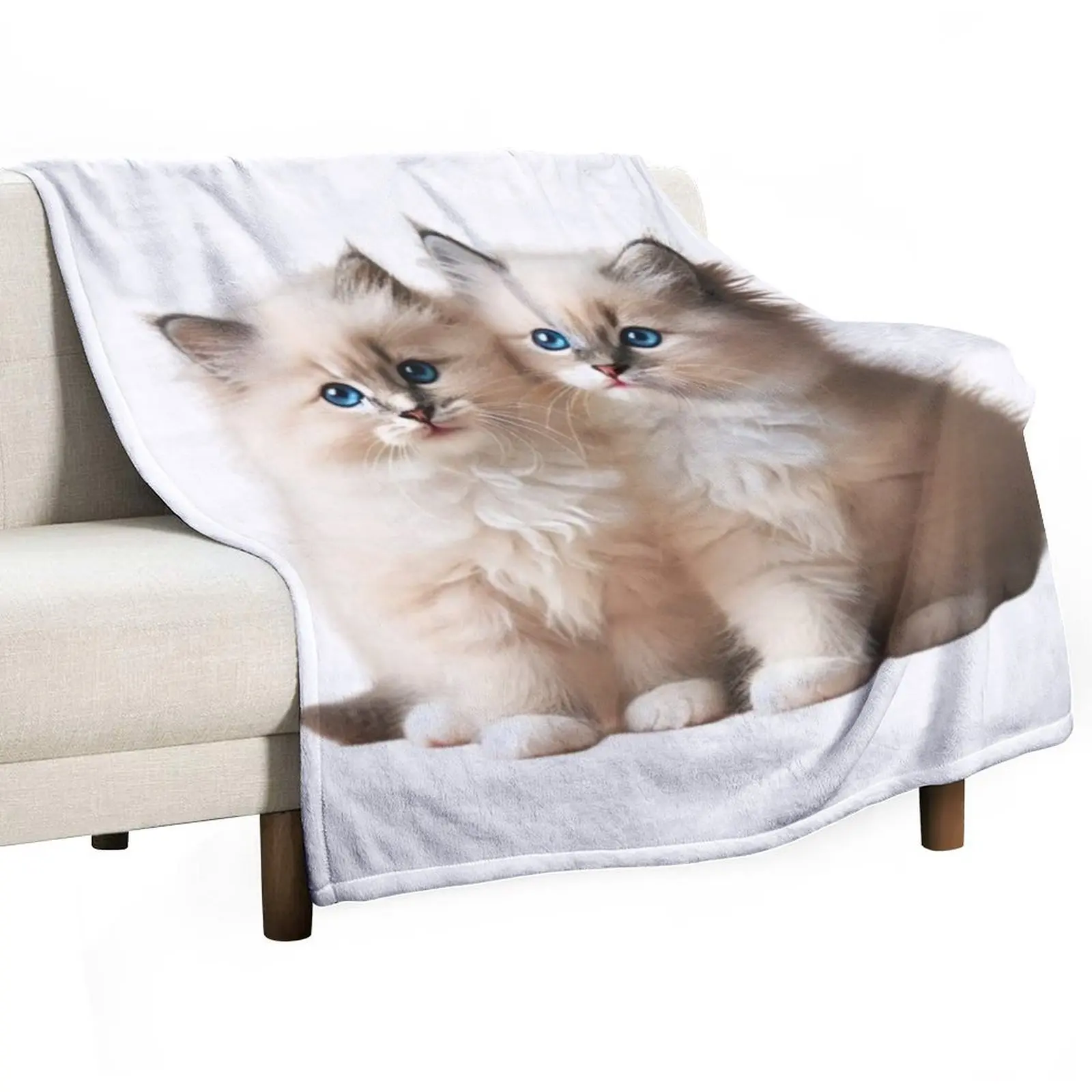 Ragdoll Kittens Throw Blanket funny gift Moving Blankets For Bed Thermals For Travel For Decorative Sofa sofa bed Blankets