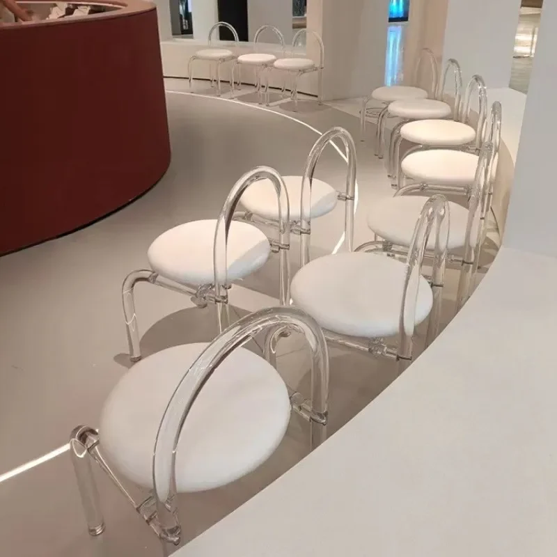 Modern Clear Acrylic Vanity Chair Transparent Ghost Chair for Bedroom Balcony Dining Room Makeup Desk