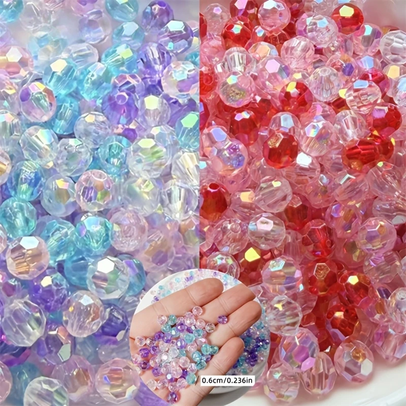 

Многоугольные бусины 6 мм с эффектом AB-цвета, прозрачные, с радужным градиентом, для рукоделия, декоративные, для творчества, подарок ручной работы