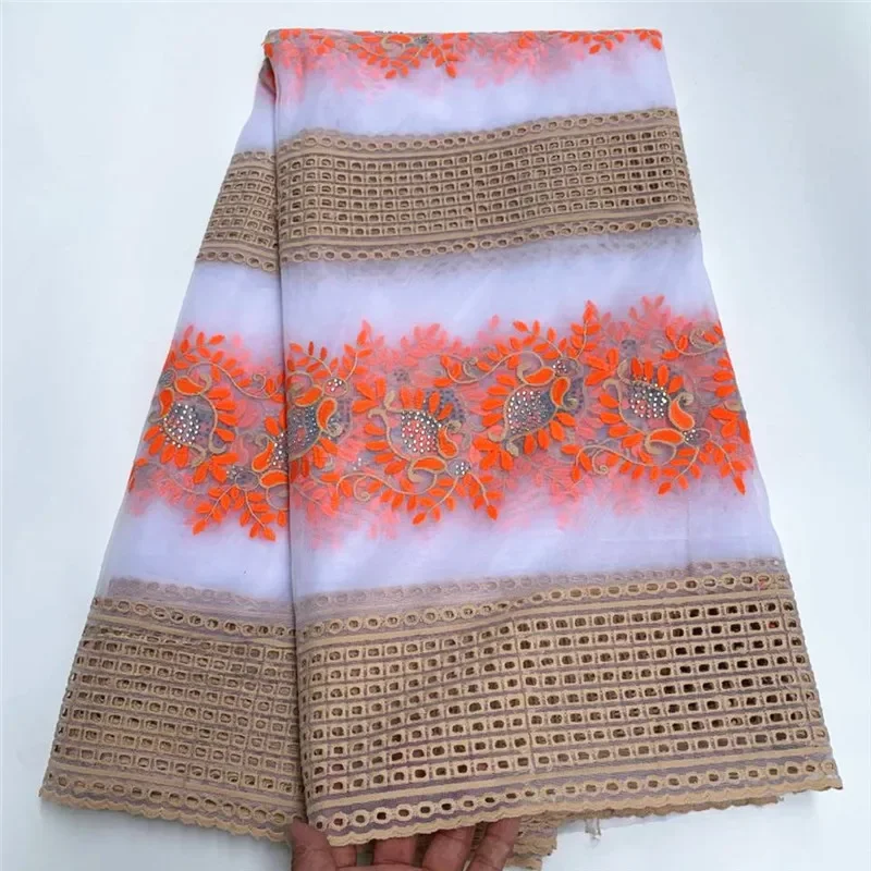 

5 Yard Hot Selling French Lace With Sequins African Tulle Cord Guipure Lace Net Embroidered Fabric For Wedding Party PSJF82903